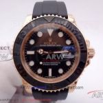 Perfect Replica New Rolex Yacht Master Watch Rose Gold Black Rubber Strap 116655